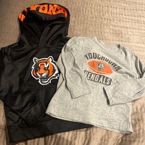 Boys size 4 Bengals sweatshirt and long sleeve t-shirt.